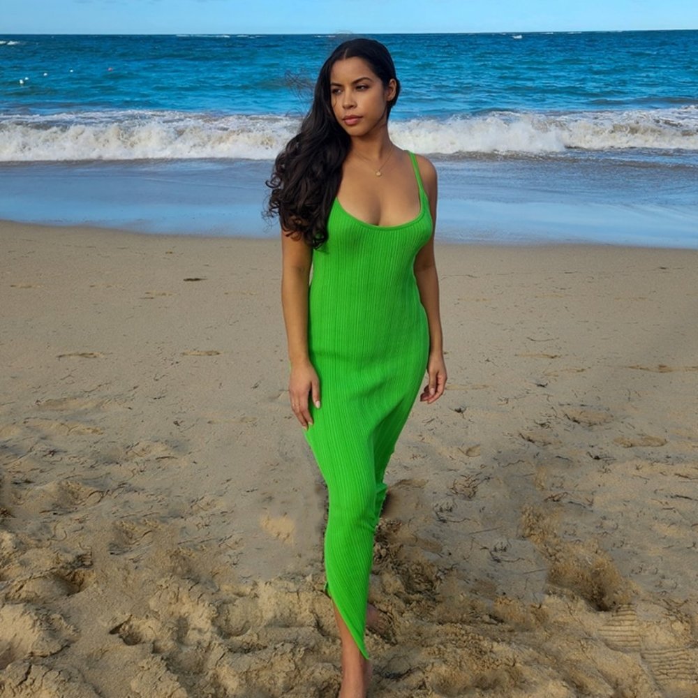 Urban revivo neon green dress -runs small